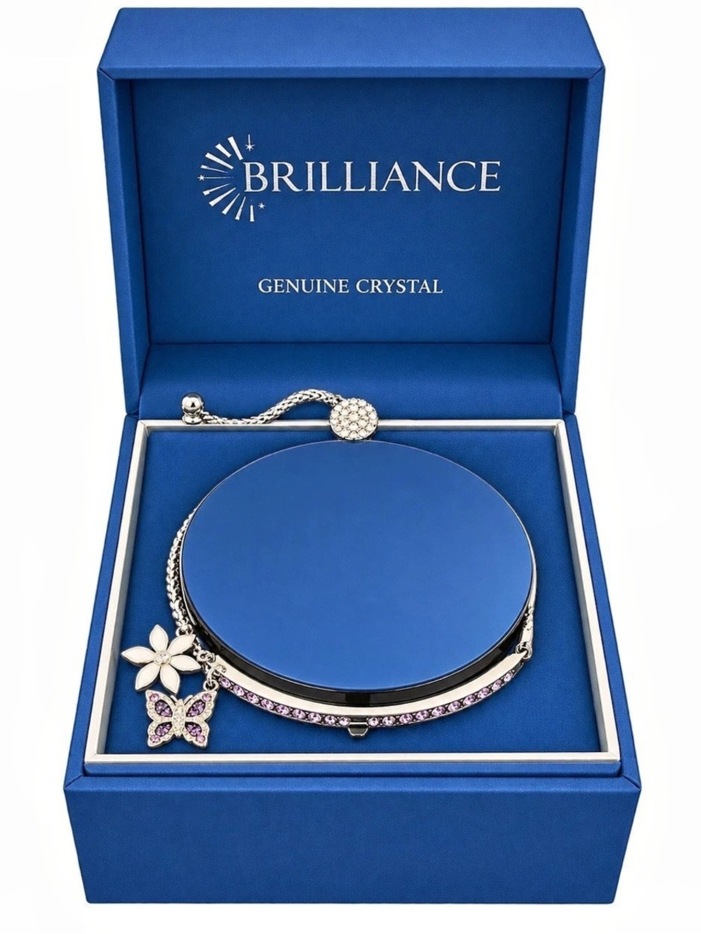 Brilliance Crystal Pendant Necklace in Blue & Silver Like New